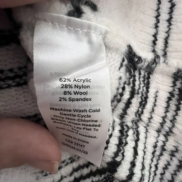 Talbots Women's Mock Neck Sweater Size XL Zip Detail Space Dye Black/White - Picture 6 of 8